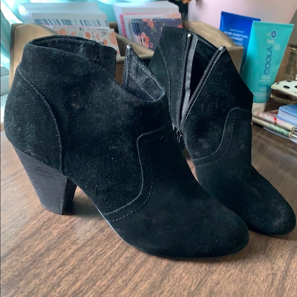 Black leather ankle booties